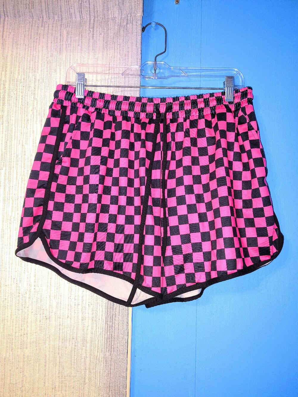 Hot Pink & Black Checkered Shorts